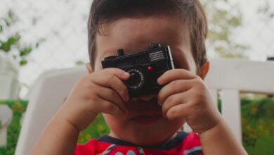 Photo Camera, microphone, laptop, children, content, creativity